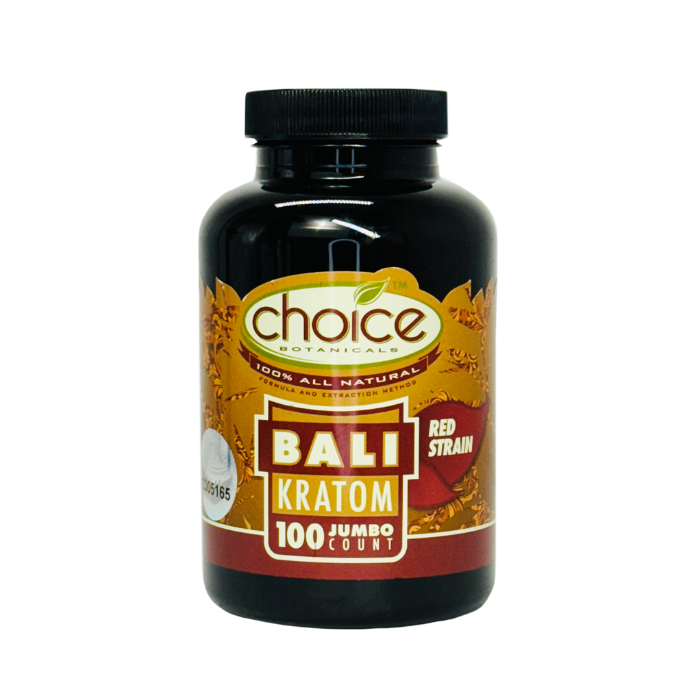 Choice 100ct Capsules Bali - High-quality Bali kratom capsules for natural calm and support.