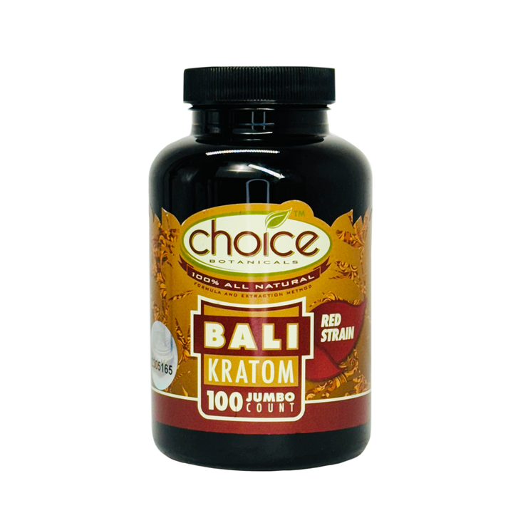 Choice 100ct Capsules Bali - High-quality Bali kratom capsules for natural calm and support.