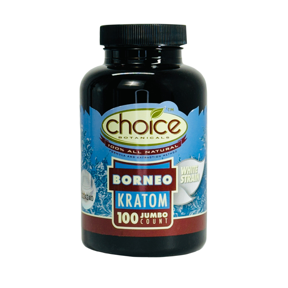 Choice 100ct Capsules Borneo - Premium Borneo kratom capsules for balanced wellness and relaxation."