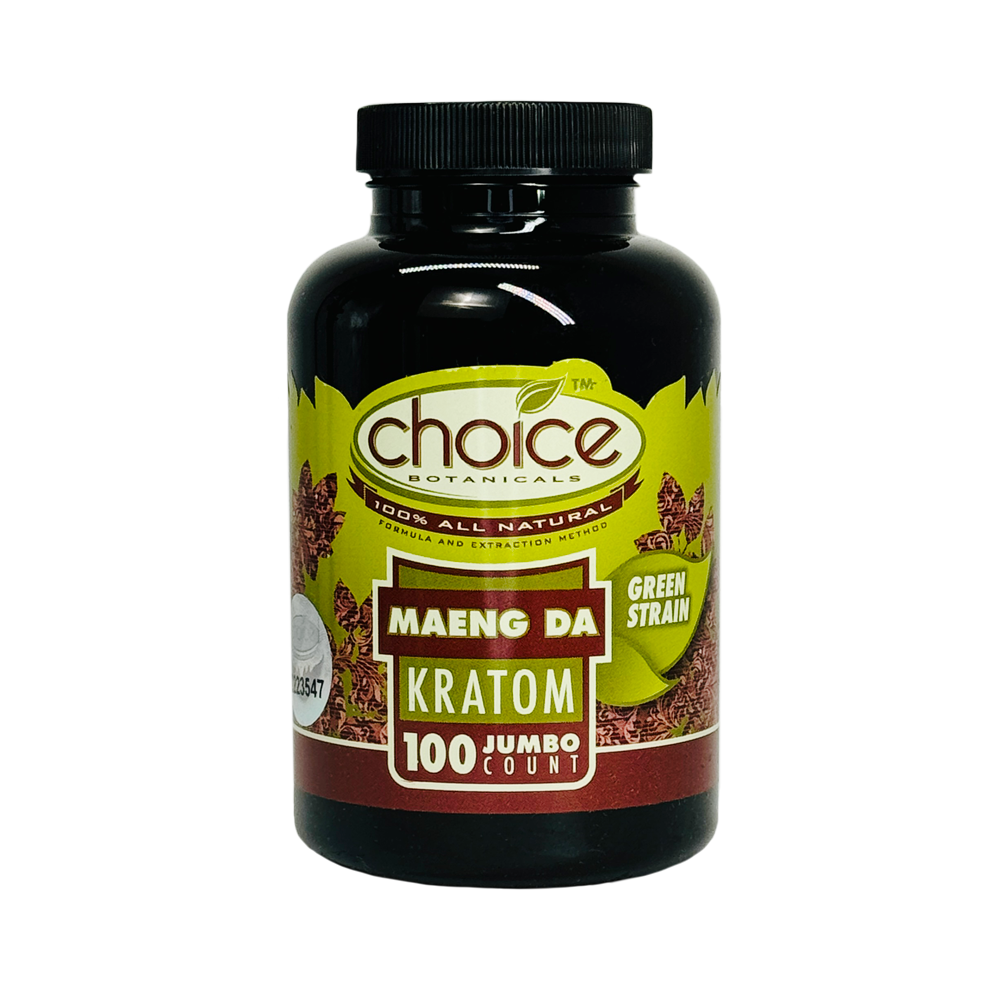 Choice 100ct Capsules Maeng Da - Potent Maeng Da kratom capsules for energy and focus.