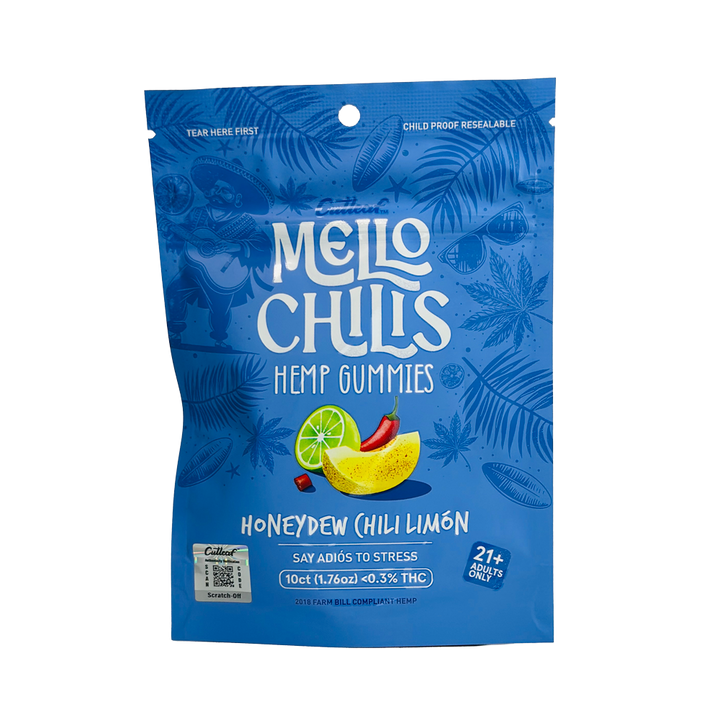 Cutleaf Mello Chilis Hemp Gummies Honeydew Chili Limon - Unique honeydew hemp gummies with a spicy twist for refreshing wellness.