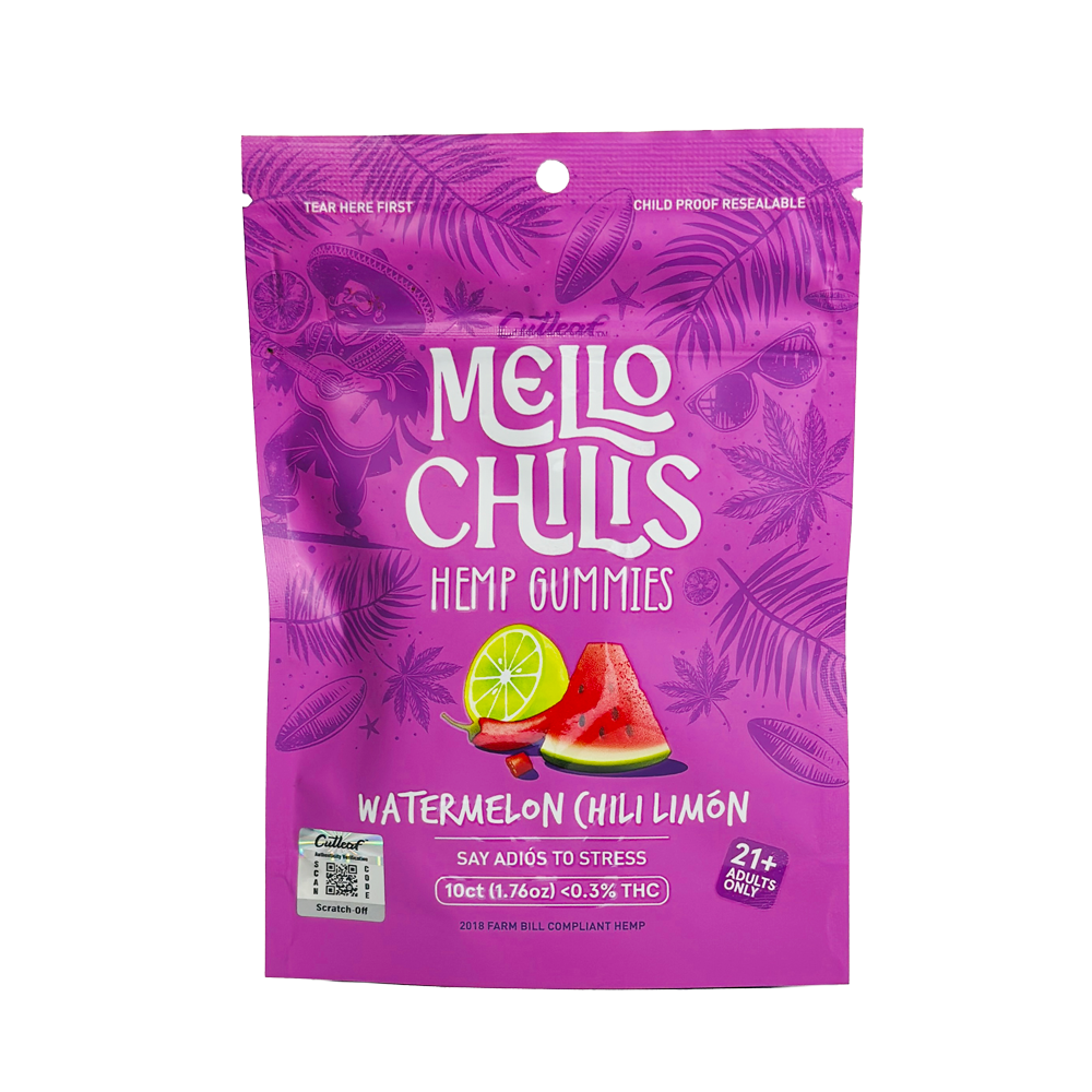 Cutleaf Mello Chilis Hemp Gummies Watermelon Chili Limon - Flavorful watermelon hemp gummies with a chili kick for daily balance.