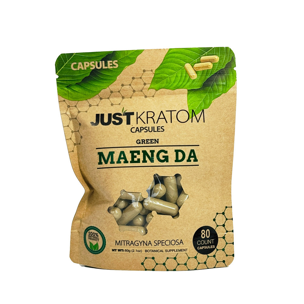 Just Kratom 80ct Capsules Green Maeng Da - Premium Green Maeng Da kratom capsules for balanced energy and focus.