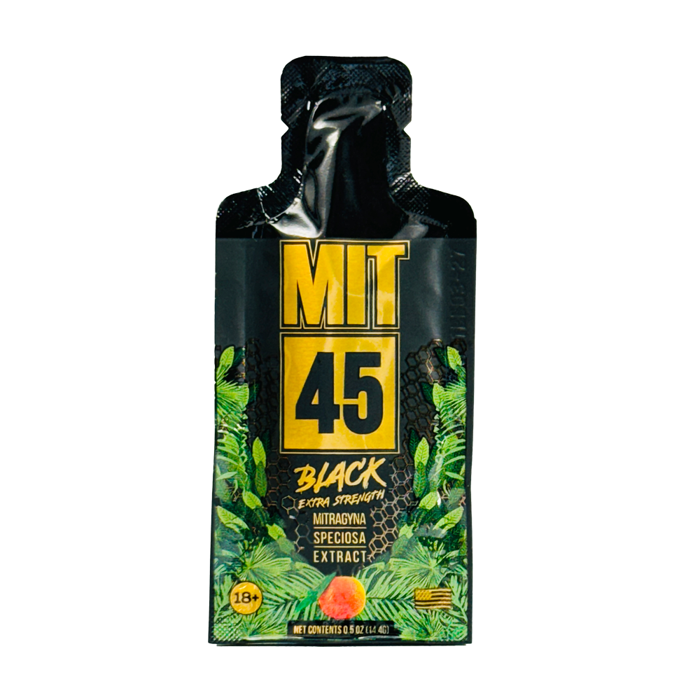 MIT 45 Gold Black Gel Shot - High-potency kratom gel shot for quick, powerful energy and focus support.