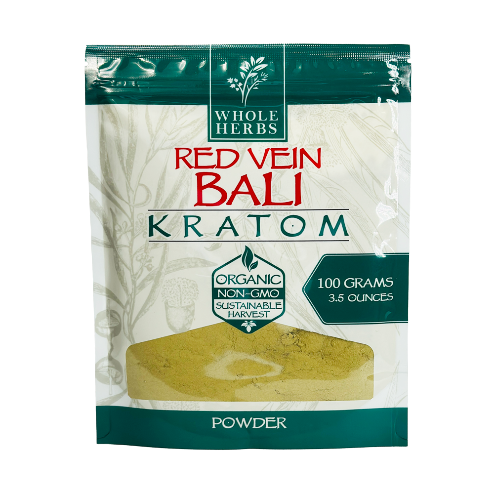 Whole Herbs Kratom Powder Red Vein Bali - Premium red kratom powder for relaxation and wellness support.