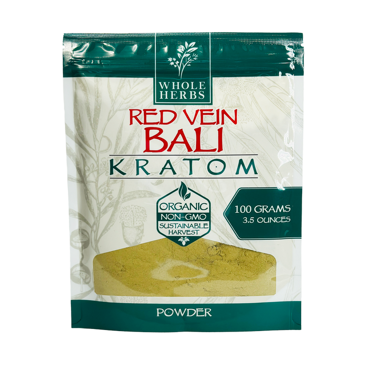 Whole Herbs Kratom Powder Red Vein Bali - Premium red kratom powder for relaxation and wellness support.