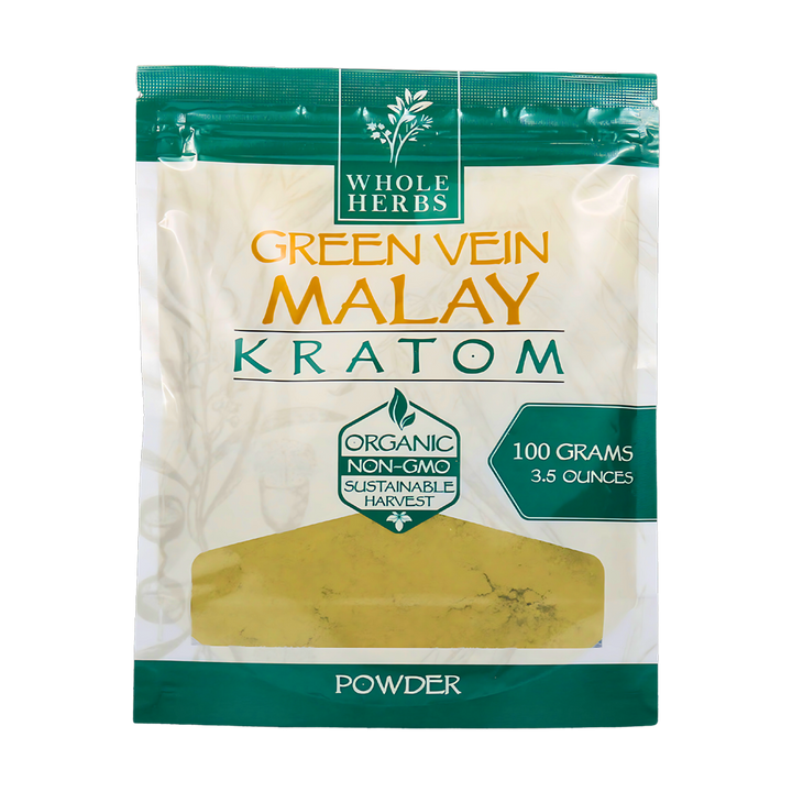 Whole Herbs Kratom Powder Green Vein Malay - Pure kratom powder for a gentle boost and focus.