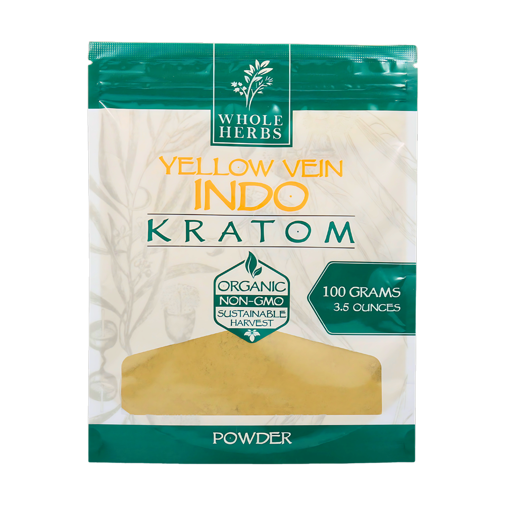 Whole Herbs Kratom Powder Yellow Vein Indo - Unique yellow kratom powder for balanced and versatile effects.