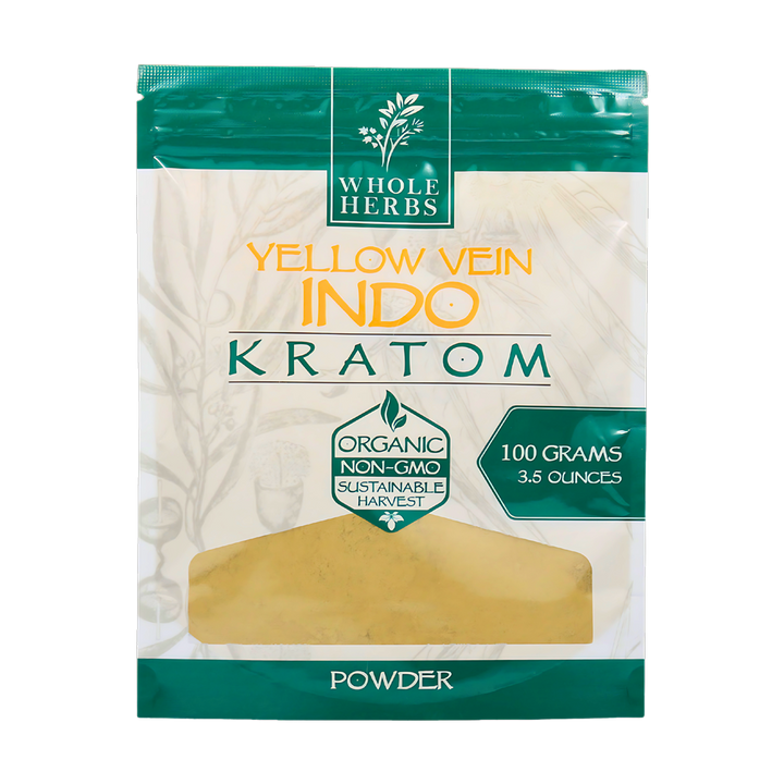 Whole Herbs Kratom Powder Yellow Vein Indo - Unique yellow kratom powder for balanced and versatile effects.